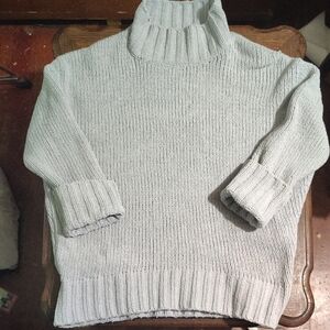 Philosophy Light Gray/Blue Turtleneck Sweater